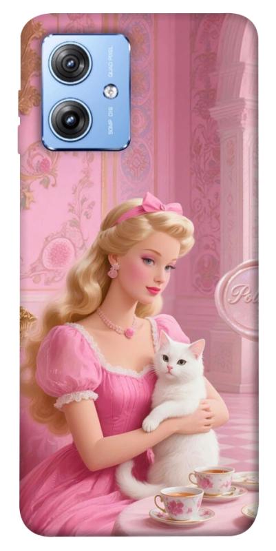 Чехол itsPrint Barbie with cat для Motorola Moto G84, детские, купить оптом с доставкой