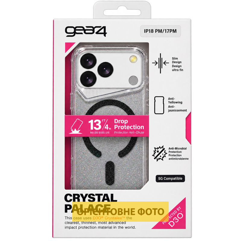 Чохол TPU+PC Gear4 Crystal Palace Shine with Magnetic Fit для Apple iPhone 17 / 18 (6.3"), Black 1, TPU+PC, купити оптом з доставкою