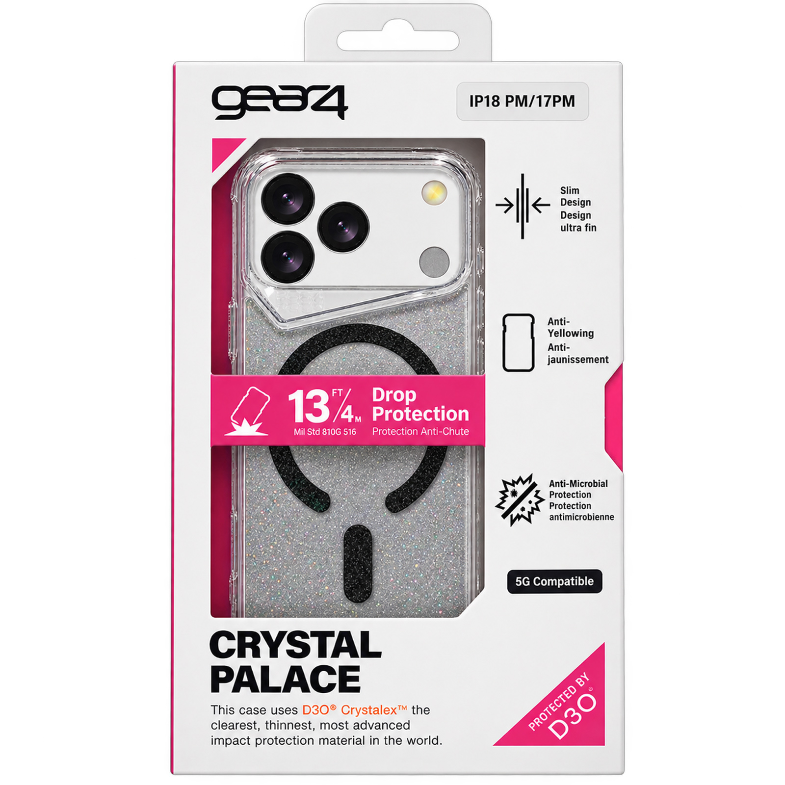 Чохол TPU+PC Gear4 Crystal Palace Shine with Magnetic Fit для Apple iPhone 17 Pro / 18 Pro (6.3"), Black 1, TPU+PC, купити оптом з доставкою