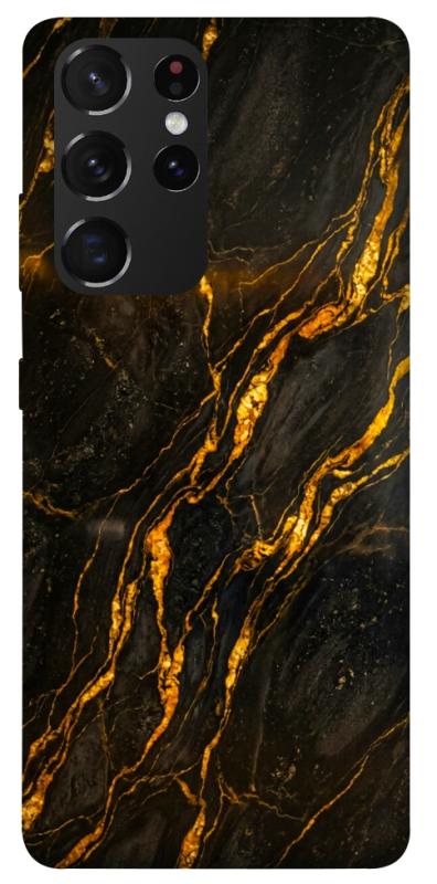 Чохол itsPrint Black gold для Samsung Galaxy S21 Ultra, мармур, купити оптом з доставкою