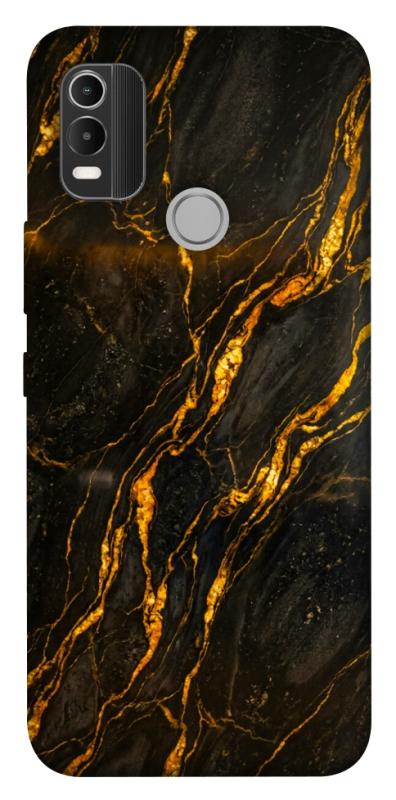 Чехол itsPrint Black gold для Nokia C21 Plus, мрамор, купить оптом с доставкой