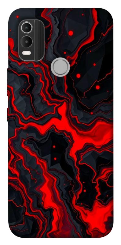 Чохол itsPrint Black red marble для Nokia C21 Plus, мармур, купити оптом з доставкою