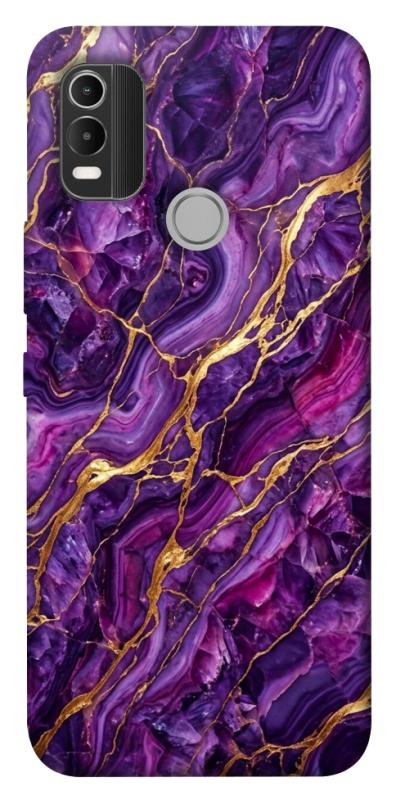 Чехол itsPrint Purple gold для Nokia C21 Plus, мрамор, купить оптом с доставкой