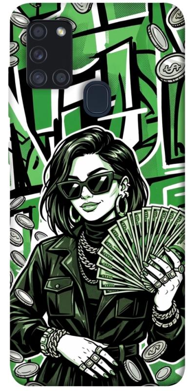 Чехол itsPrint Money woman green для Samsung Galaxy A21s, деньги, купить оптом с доставкой