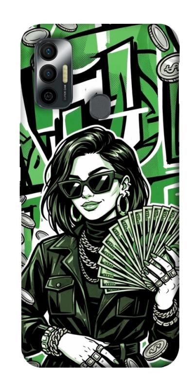 Чехол itsPrint Money woman green для TECNO Spark 7, деньги, купить оптом с доставкой