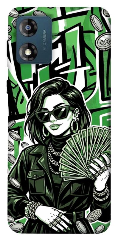 Чохол itsPrint Money woman green для Motorola Moto E13, гроші, купити оптом з доставкою