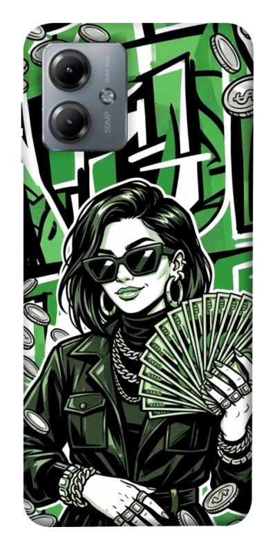 Чохол itsPrint Money woman green для Motorola Moto G14, гроші, купити оптом з доставкою