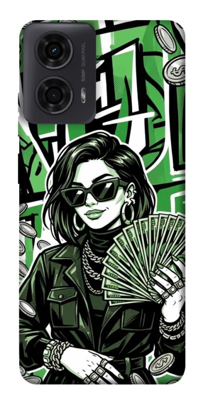 Чохол itsPrint Money woman green для Motorola Moto G24, гроші, купити оптом з доставкою