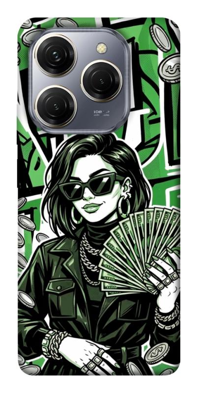 Чохол itsPrint Money woman green для TECNO Spark 20 Pro, гроші, купити оптом з доставкою