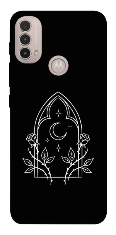 Чохол itsPrint Gothic roses для Motorola Moto E40, black, купити оптом з доставкою