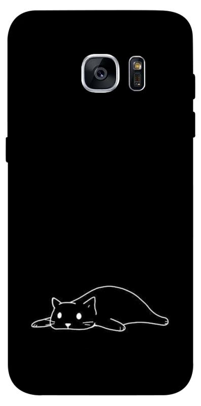 Чохол itsPrint Lazy cat для Samsung G935F Galaxy S7 Edge, black, купити оптом з доставкою