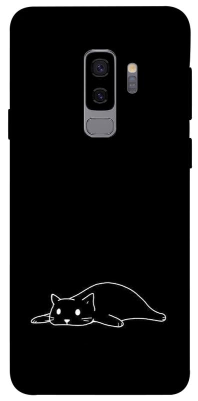 Чохол itsPrint Lazy cat для Samsung Galaxy S9+, black, купити оптом з доставкою