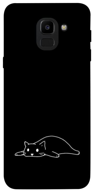 Чохол itsPrint Lazy cat для Samsung J600F Galaxy J6 (2018), black, купити оптом з доставкою