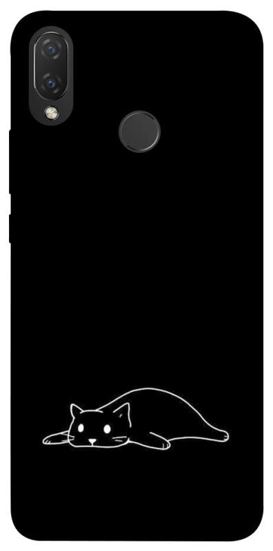 Чехол itsPrint Lazy cat для Huawei P Smart+ (nova 3i), black, купить оптом с доставкой