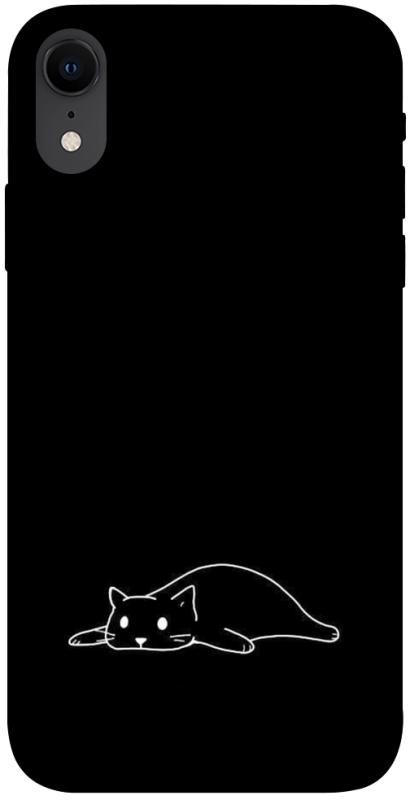 Чехол itsPrint Lazy cat для Apple iPhone XR (6.1"), black, купить оптом с доставкой