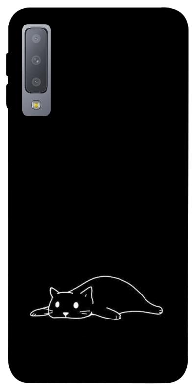 Чохол itsPrint Lazy cat для Samsung A750 Galaxy A7 (2018), black, купити оптом з доставкою