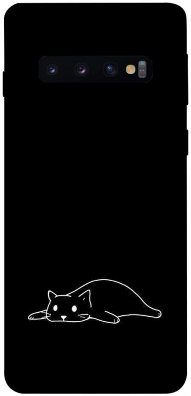 Чохол itsPrint Lazy cat для Samsung Galaxy S10, black, купити оптом з доставкою