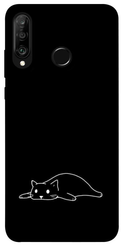 Чохол itsPrint Lazy cat для Huawei P30 lite, black, купити оптом з доставкою