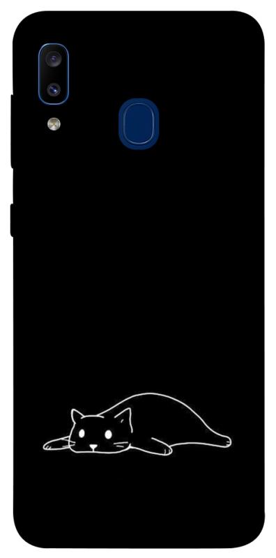 Чехол itsPrint Lazy cat для Samsung Galaxy A20 / A30, black, купить оптом с доставкой