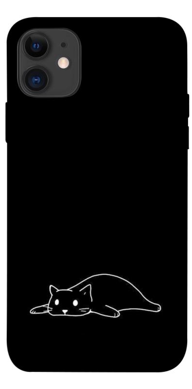 Чохол itsPrint Lazy cat для Apple iPhone 11 (6.1"), black, купити оптом з доставкою