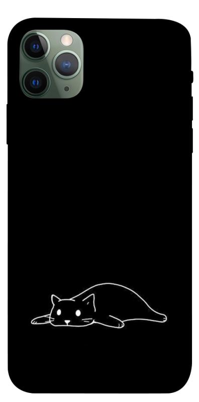 Чехол itsPrint Lazy cat для Apple iPhone 11 Pro Max (6.5"), black, купить оптом с доставкой
