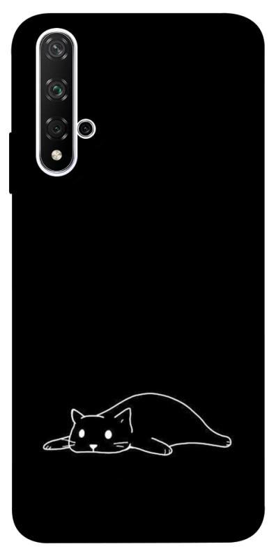 Чехол itsPrint Lazy cat для Huawei Honor 20 / Nova 5T, black, купить оптом с доставкой