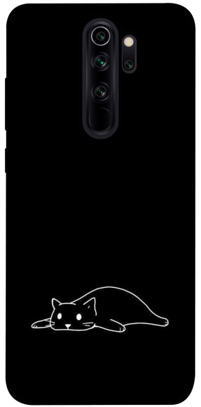 Чехол itsPrint Lazy cat для Xiaomi Redmi Note 8 Pro, black, купить оптом с доставкой