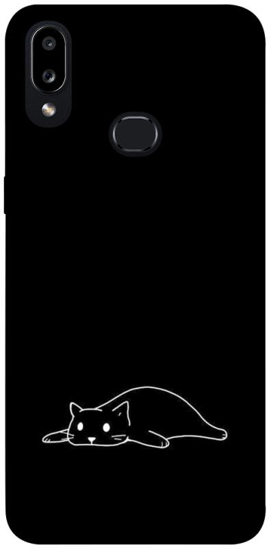 Чехол itsPrint Lazy cat для Samsung Galaxy A10s, black, купить оптом с доставкой