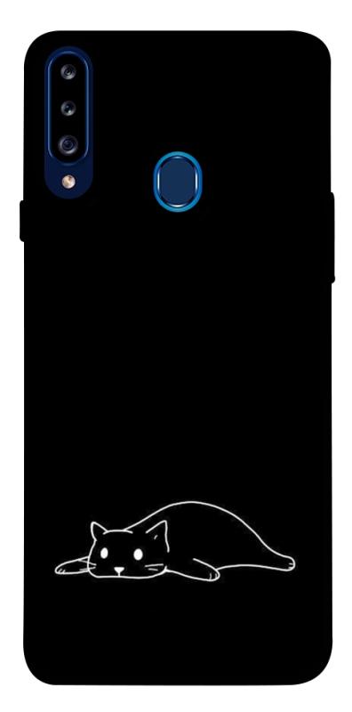 Чохол itsPrint Lazy cat для Samsung Galaxy A20s, black, купити оптом з доставкою