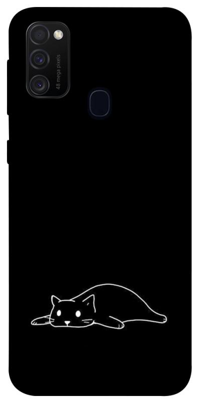 Чохол itsPrint Lazy cat для Samsung Galaxy M30s / M21, black, купити оптом з доставкою