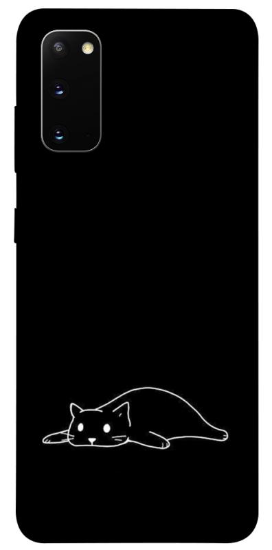 Чохол itsPrint Lazy cat для Samsung Galaxy S20, black, купити оптом з доставкою