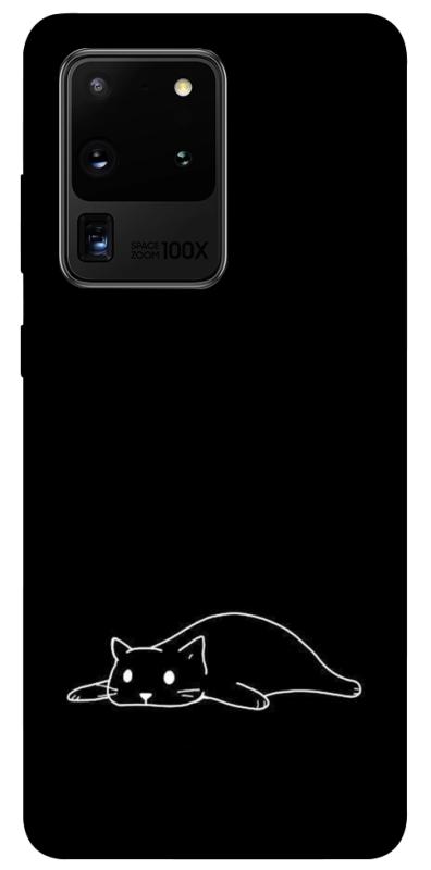 Чохол itsPrint Lazy cat для Samsung Galaxy S20 Ultra, black, купити оптом з доставкою