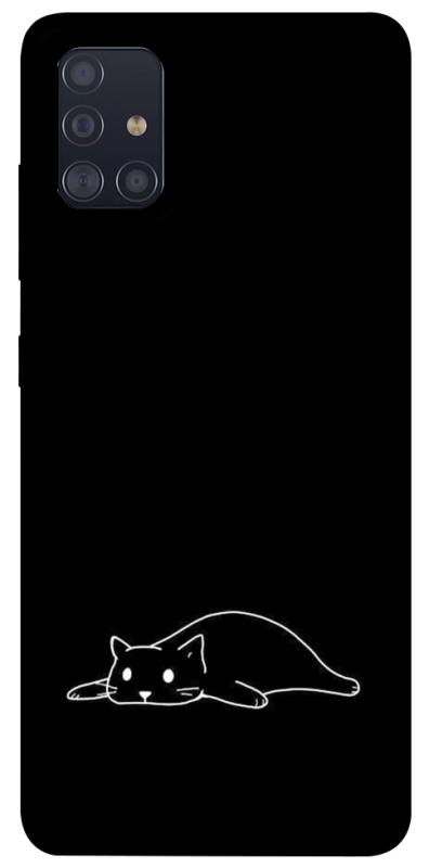 Чохол itsPrint Lazy cat для Samsung Galaxy A51, black, купити оптом з доставкою