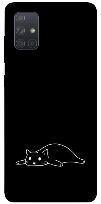 Чохол itsPrint Lazy cat для Samsung Galaxy A71, black, купити оптом з доставкою