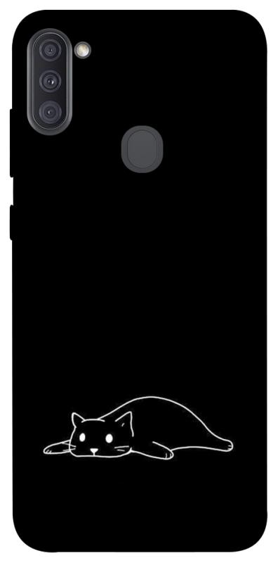 Чохол itsPrint Lazy cat для Samsung Galaxy A11, black, купити оптом з доставкою