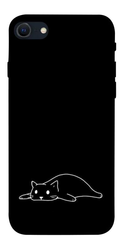 Чехол itsPrint Lazy cat для Apple iPhone SE (2020), black, купить оптом с доставкой