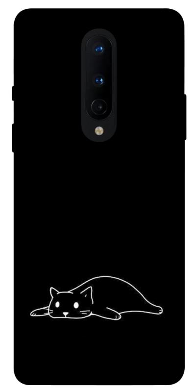 Чехол itsPrint Lazy cat для OnePlus 8, black, купить оптом с доставкой