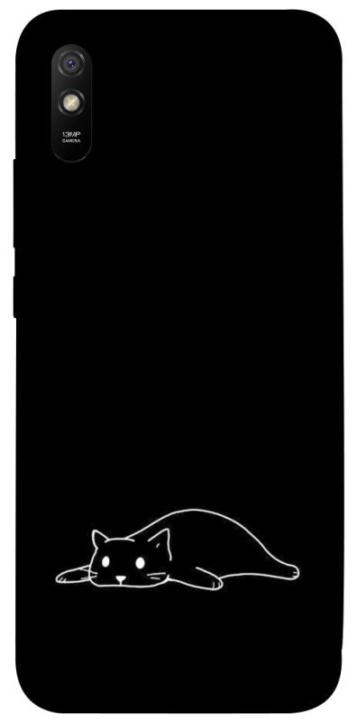 Чохол itsPrint Lazy cat для Xiaomi Redmi 9A, black, купити оптом з доставкою