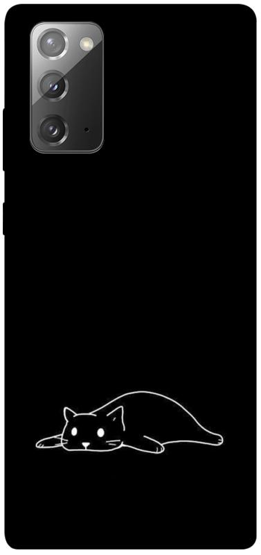 Чохол itsPrint Lazy cat для Samsung Galaxy Note 20, black, купити оптом з доставкою