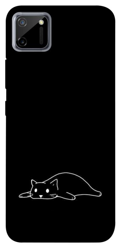 Чехол itsPrint Lazy cat для Realme C11, black, купить оптом с доставкой