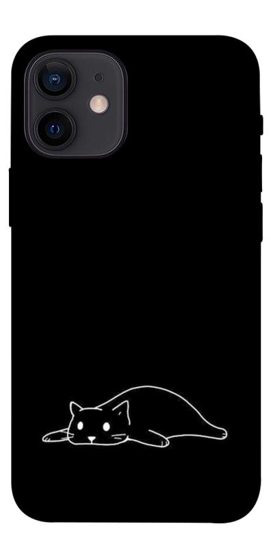 Чехол itsPrint Lazy cat для Apple iPhone 12 mini (5.4"), black, купить оптом с доставкой