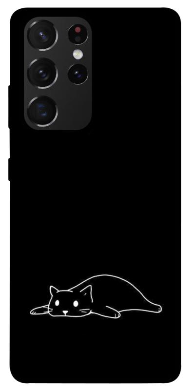 Чехол itsPrint Lazy cat для Samsung Galaxy S21 Ultra, black, купить оптом с доставкой
