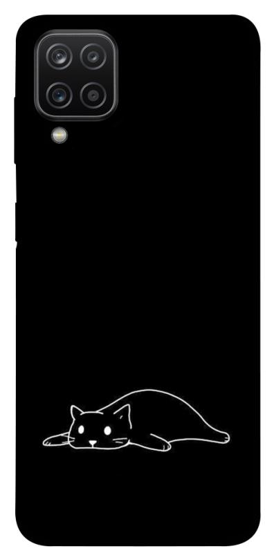 Чохол itsPrint Lazy cat для Samsung Galaxy A12, black, купити оптом з доставкою