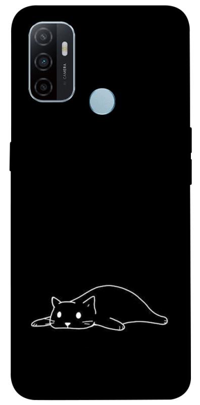 Чохол itsPrint Lazy cat для Oppo A53 / A32 / A33, black, купити оптом з доставкою