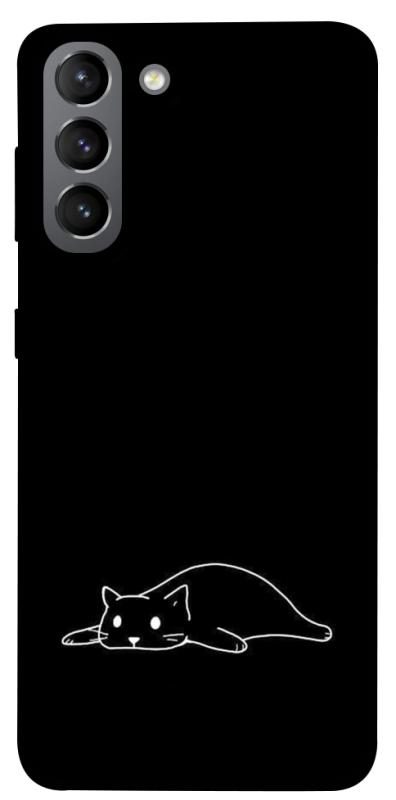 Чехол itsPrint Lazy cat для Samsung Galaxy S21, black, купить оптом с доставкой