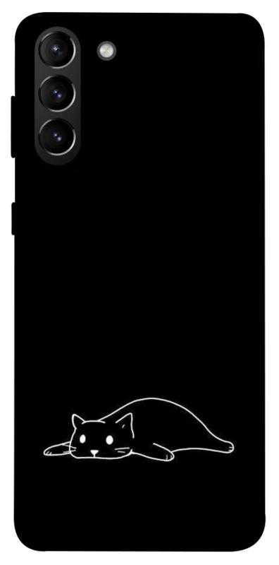 Чехол itsPrint Lazy cat для Samsung Galaxy S21+, black, купить оптом с доставкой
