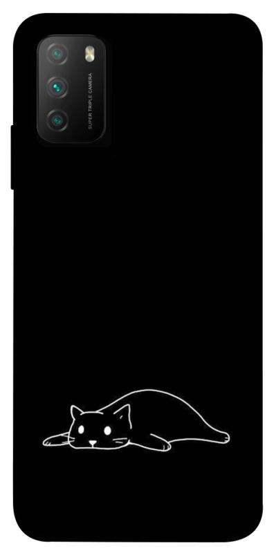 Чехол itsPrint Lazy cat для Xiaomi Poco M3, black, купить оптом с доставкой
