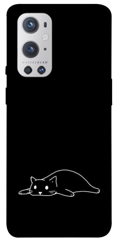 Чохол itsPrint Lazy cat для OnePlus 9 Pro, black, купити оптом з доставкою