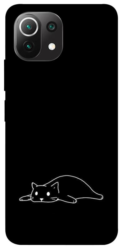 Чохол itsPrint Lazy cat для Xiaomi Mi 11 Lite, black, купити оптом з доставкою