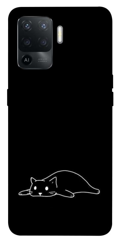 Чохол itsPrint Lazy cat для Oppo Reno 5 Lite, black, купити оптом з доставкою